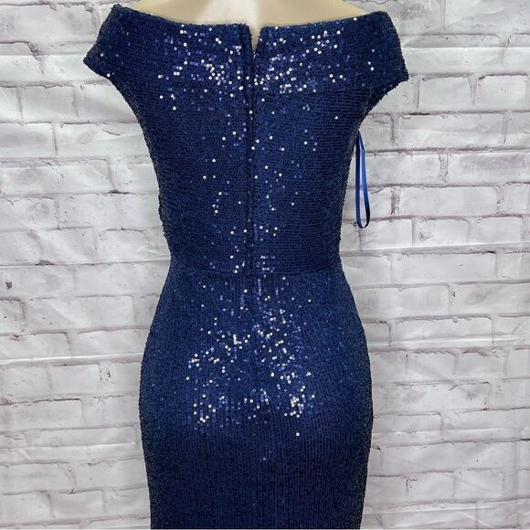 LA FEMME 30326 blue sequin gown size 6 - Picture 9 of 11